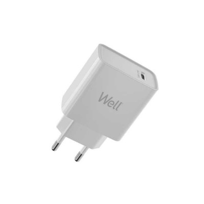 Incarcator retea 1x USB type C Apple 2.4A QC3.0 PD3.0 FCP AFC 20W alb Well
