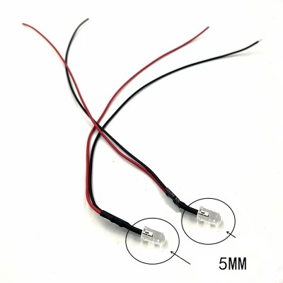 LED 12V 5mm galben cu fire 20 cm LED 12V 5mm galben cu fire 20 cm