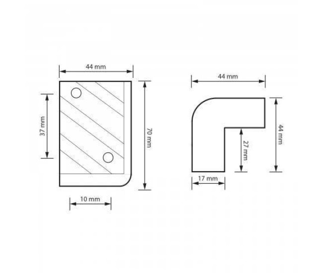 Coltar de protectie pentru incinte acustice 70x44x44mm