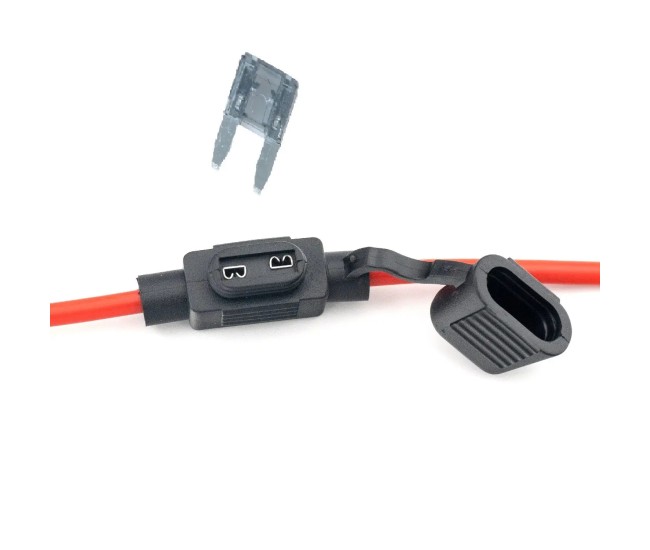 Suport siguranta auto MINI 11x8.6mm etans cu cablu 22cm /1mm2 cupru max 15A 1buc Carguard USC008 Suport siguranta auto MINI 11x8.6mm etans cu cablu 22cm /1mm2 cupru max 15A 1buc Carguard USC008