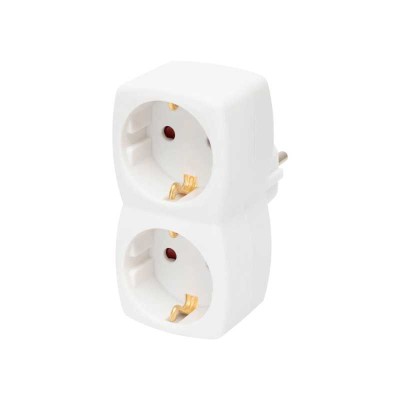 Dublu stecher distribuitor cu impamantare 2x Schuko 3680W 16A alb Home NV 22