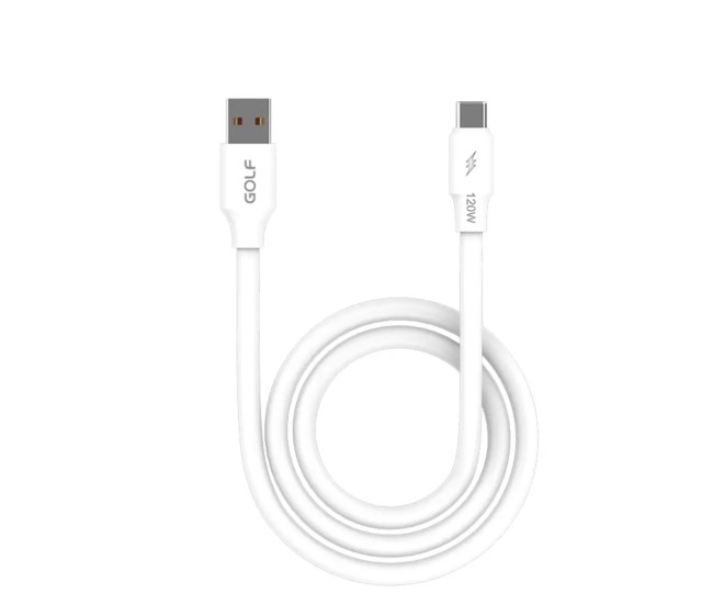 Cablu USB la USB tip C 1m Golf Super Charge Tube Cable OD 6A 120W alb GC-98t