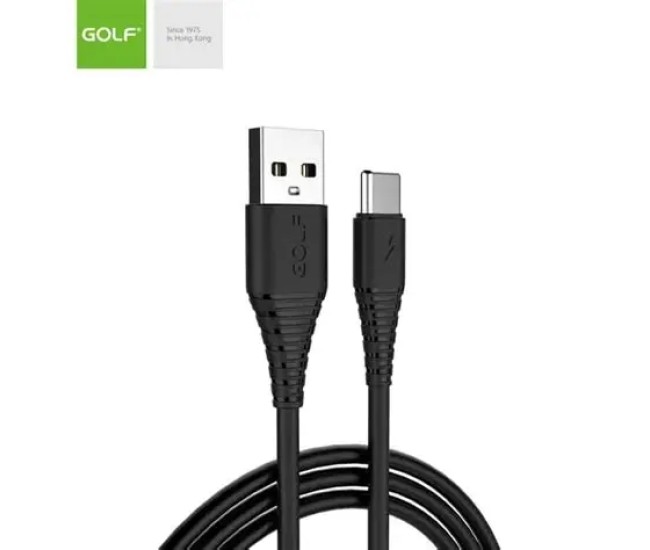 Cablu USB la USB tip C 1m Golf Flying Fish Fast Cable 3A negru GC-64t