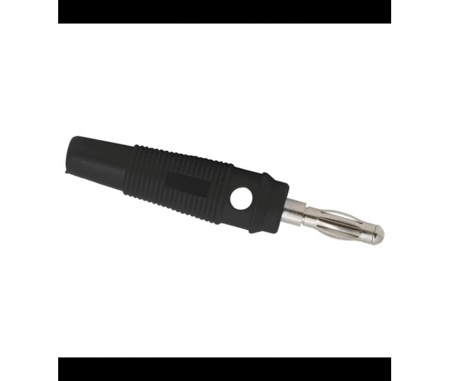Mufa banana 4mm tata cauciucata neagra pentru cablu 3mm Mufa banana 4mm tata cauciucata neagra pentru cablu 3mm