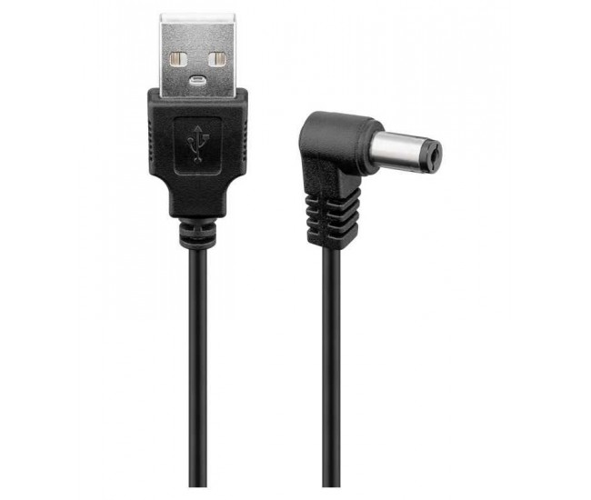 Cablu USB - DC 5.5 x 2.5 mm 90 grade 0.5m negru Goobay 55154 Cablu USB - DC 5.5 x 2.5 mm 90 grade 0.5m negru Goobay 55154