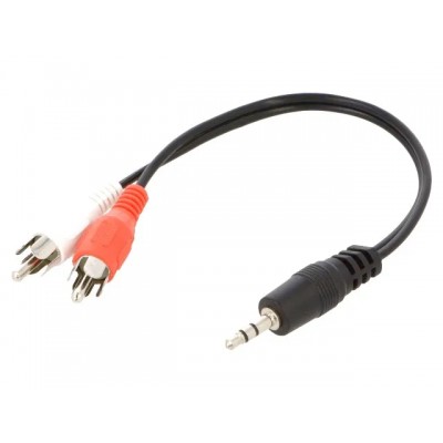 Cablu Jack 3.5 mm Stereo tata - 2x RCA tata 0.2m negru PVC GEMBIRD CCA-458/0.2 Cablu Jack 3.5 mm Stereo tata - 2x RCA tata 0.2m negru PVC GEMBIRD CCA-458/0.2