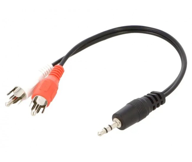 Cablu Jack 3.5 mm Stereo tata - 2x RCA tata 0.2m negru PVC GEMBIRD CCA-458/0.2 Cablu Jack 3.5 mm Stereo tata - 2x RCA tata 0.2m negru PVC GEMBIRD CCA-458/0.2