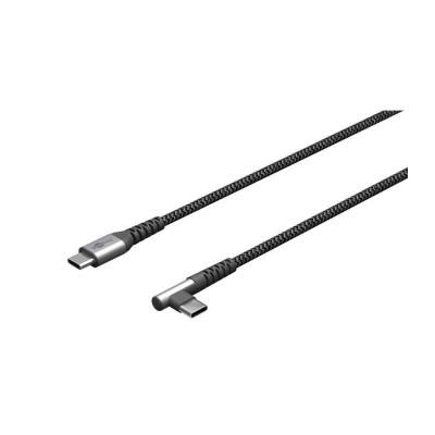 Cablu elegant extra-robust textil 0.5m 60W USB2.0 type C 90 grade - USB type C mufe metalice Goobay 64658