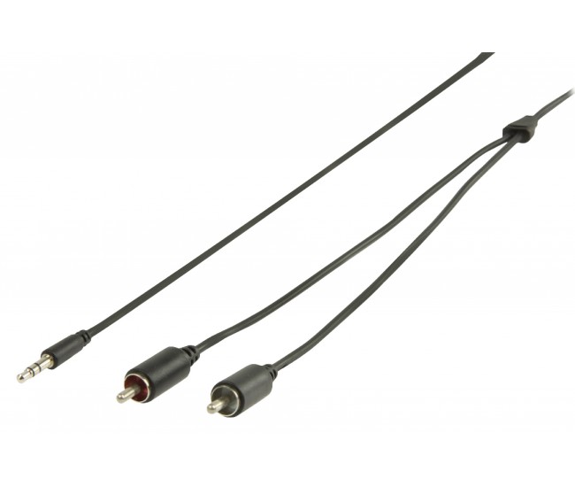 Cablu audio jack stereo 3.5 mm tata - 2x RCA tata 1m negru Valueline Cablu audio jack stereo 3.5 mm tata - 2x RCA tata 1m negru Valueline