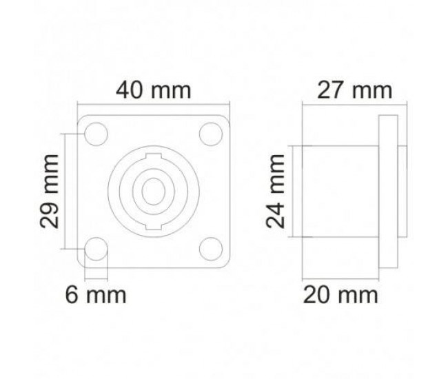 Mufa Speakon 4 poli mama 40 mm montabil Mufa Speakon 4 poli mama 40 mm montabil