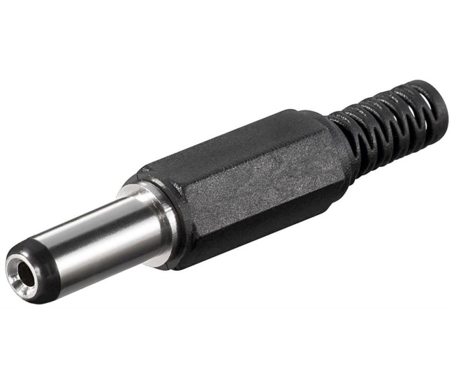 Mufa DC 2.1x5.5mm tata pin 14mm cu protector cablu Goobay Mufa DC 2.1x5.5mm tata pin 14mm cu protector cablu Goobay