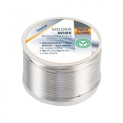 Fludor fara plumb 1mm 100gr cositor cu sacaz 2.2% Sn97% / Cu0.5% 227C HOME Fludor fara plumb 1mm 100gr cositor cu sacaz 2.2% Sn97% / Cu0.5% 227C HOME