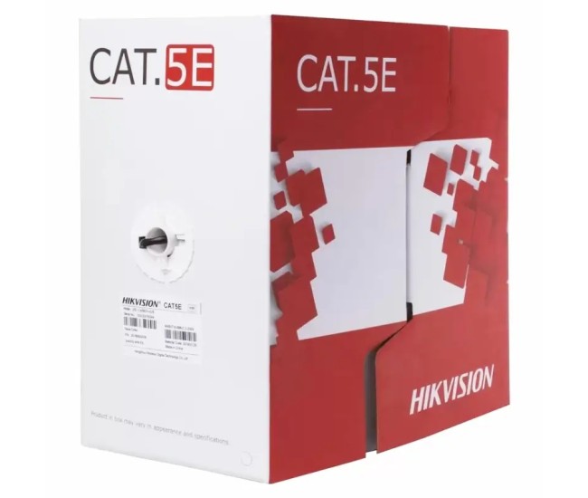 Cablu de retea exterior robust Hikvision CAT5e UTP cupru 0.5mm negru DS-1LN5EO-UU/E-1