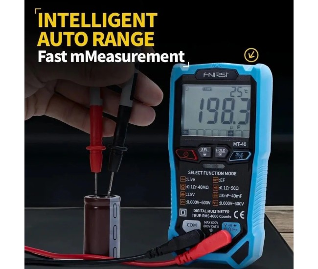 Multimetru digital Smart FNIRSI MT-40 auto-range True RMS afisaj iluminat tester tensiune NCV 600A Multimetru digital Smart FNIRSI MT-40 auto-range True RMS afisaj iluminat tester tensiune NCV 600A