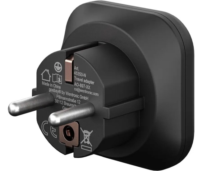 Adaptor de alimentare tip F CEE 7/4 - mama America Japonia tip B NEMA 5-15 3pini 15A Goobay 45350 Adaptor de alimentare tip F CEE 7/4 - mama America Japonia tip B NEMA 5-15 3pini 15A Goobay 45350