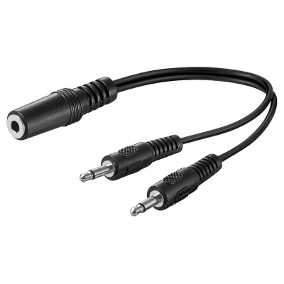 Cablu adaptor Jack 3.5 mm audio Y 1x STEREO mama la 2x MONO tata 0.2m negru 50472 Goobay Cablu adaptor Jack 3.5 mm audio Y 1x STEREO mama la 2x MONO tata 0.2m negru 50472 Goobay