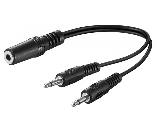 Cablu adaptor Jack 3.5 mm audio Y 1x STEREO mama la 2x MONO tata 0.2m negru 50472 Goobay Cablu adaptor Jack 3.5 mm audio Y 1x STEREO mama la 2x MONO tata 0.2m negru 50472 Goobay