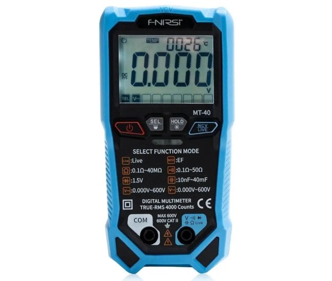 Multimetru digital Smart FNIRSI MT-40 auto-range True RMS afisaj iluminat tester tensiune NCV 600A Multimetru digital Smart FNIRSI MT-40 auto-range True RMS afisaj iluminat tester tensiune NCV 600A