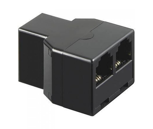 Adaptor RJ11 mama la 2x RJ11 mama negru Goobay Adaptor RJ11 mama la 2x RJ11 mama negru Goobay