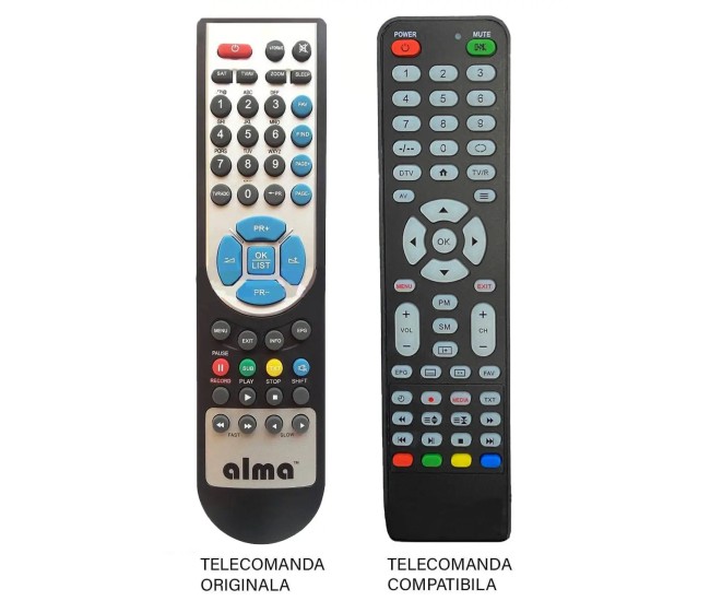 Telecomanda receiver Alma HD S-2000/ HD S-2100/ HD S-2200 compatibil cu originalul (480) Telecomanda receiver Alma HD S-2000/ HD S-2100/ HD S-2200 compatibil cu originalul (480)