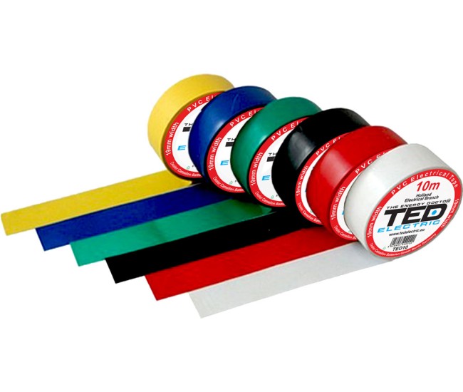 Banda electroizolatoare TED 19mm x 10metri galben-verde Banda electroizolatoare TED 19mm x 10metri galben-verde
