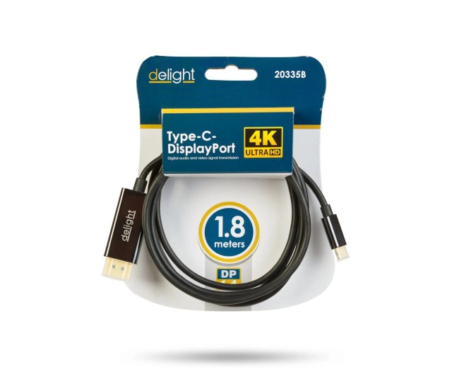 Cablu USB-C la DisplayPort v1.4 4K 60Hz 1.8m delight 20335B Cablu USB-C la DisplayPort v1.4 4K 60Hz 1.8m delight 20335B