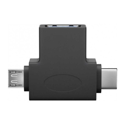 Adaptor USB 3.0 A mama la micro USB tata +USB Type C tata negru Goobay