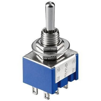 Comutator 2x ON-OFF-ON 6 pini 3A 250V 12.5x11.5x9.5mm Goobay