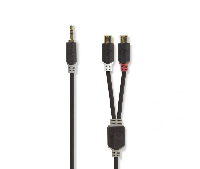 Cablu audio adaptor Jack 3.5 mm Stereo tata - 2x RCA mama 0.2m Nedis Cablu audio adaptor Jack 3.5 mm Stereo tata - 2x RCA mama 0.2m Nedis