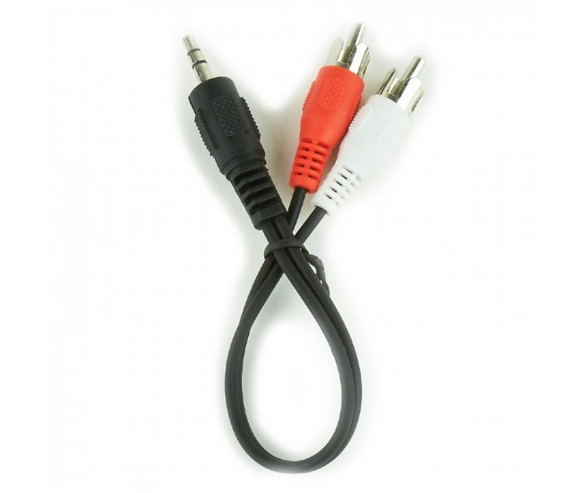 Cablu Jack 3.5 mm Stereo tata - 2x RCA tata 0.2m negru PVC GEMBIRD CCA-458/0.2 Cablu Jack 3.5 mm Stereo tata - 2x RCA tata 0.2m negru PVC GEMBIRD CCA-458/0.2