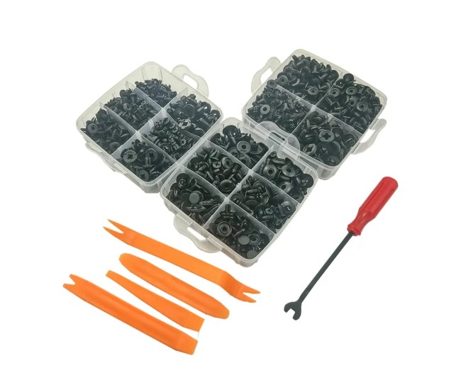Set pentru auto 16 modele cleme din plastic 620buc + 5 unelte Carguard SCA002