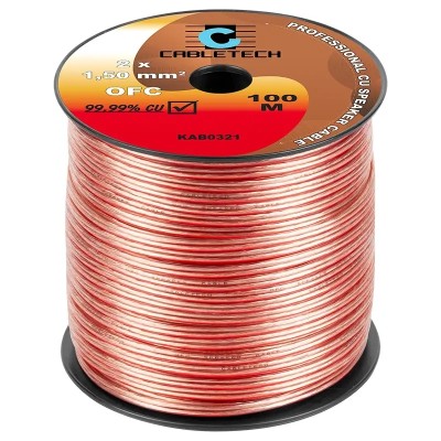 Cablu difuzor cupru OFC 2x1.5mm2 transparent CABLETECH KAB0321 pret/1metru