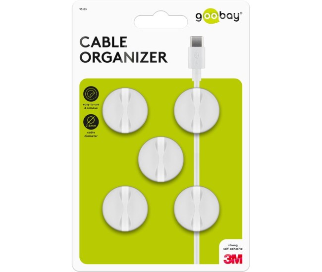 Set organizator cabluri 5 buc alb Goobay