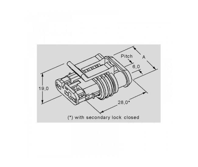 Conector cablu Superseal 1.5 mama mufa 3 pini IP67 TE Connectivity 282087-1 Conector cablu Superseal 1.5 mama mufa 3 pini IP67 TE Connectivity 282087-1
