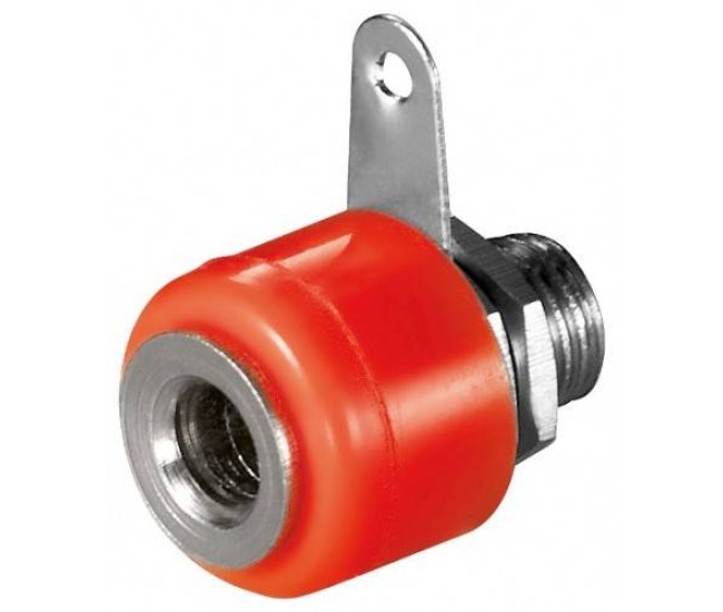 Mufa banana mama rosu 4mm cu surub pe panou Goobay Mufa banana mama rosu 4mm cu surub pe panou Goobay