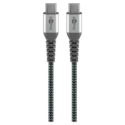 Cablu USB type C - USB type C 2m max. 20V 3A 60W gri/argintiu textil Goobay 49303