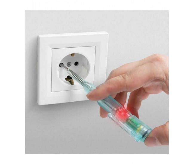 Creion de faza cu functie fara contact cu LED rosu 70-250VAC alimentat cu baterie MAXWELL Creion de faza cu functie fara contact cu LED rosu 70-250VAC alimentat cu baterie MAXWELL
