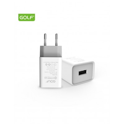 Alimentator Incarcator retea 230V la 1x QC USB 3A Fast Charge Alb GF-U206Q blister Golf