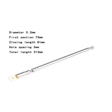 Antena telescopica 110-313mm 5 segmente + balama ANTENA-RADIO6 Antena telescopica 110-313mm 5 segmente + balama ANTENA-RADIO6