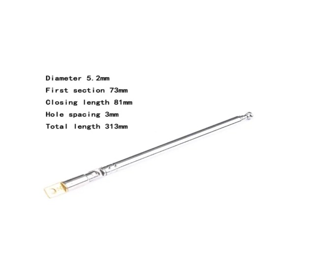Antena telescopica 110-313mm 5 segmente + balama ANTENA-RADIO6