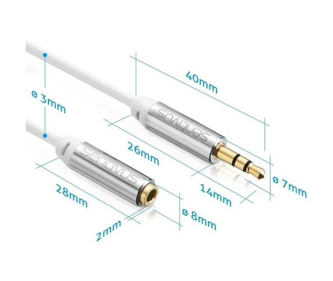 Cablu audio stereo SENTIVUS 1.5m Jack 3.5 mm tata - 2x 3.5 mm mama SE-AU101-150