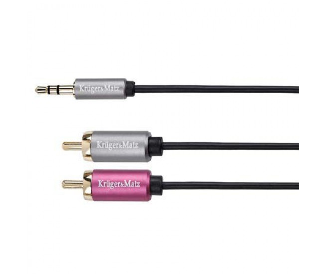 Cablu Jack audio 3.5 mm la 2x RCA 3m STEREO Profesional Kruger&Matz