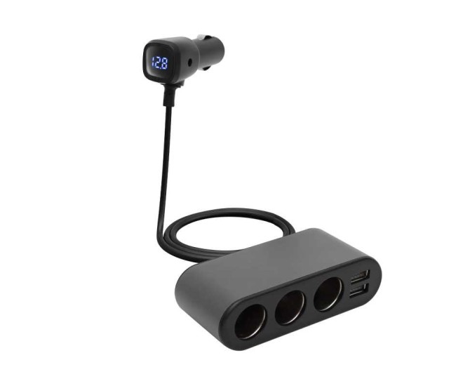 Distribuitor auto 12V /24V 3 prize 80W + 2x USB 3.4A + Voltmetru SAL SAU80W