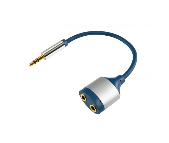 Cablu adaptor audio HiFi stereo Jack 3.5 mm tata - 2x 3.5 mm mama 15cm dublu ecranat HOME Cablu adaptor audio HiFi stereo Jack 3.5 mm tata - 2x 3.5 mm mama 15cm dublu ecranat HOME