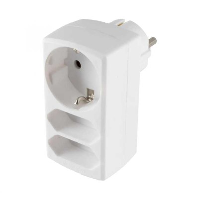 Triplu stecher distribuitor 2x Euro 1x Schuko 16A 3680W Home NV 131/WH