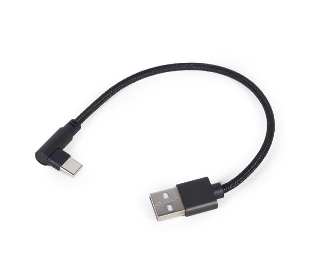 Cablu USB2.0 A mufa - USB type C mufa in unghi 0.2m negru Gembird CC-USB2-AMCML-0.2M Cablu USB2.0 A mufa - USB type C mufa in unghi 0.2m negru Gembird CC-USB2-AMCML-0.2M
