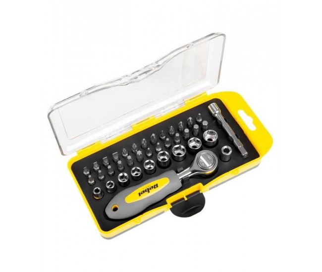 Set biti cu cheie clichet 38 piese REBEL RB-1104 Set biti cu cheie clichet 38 piese REBEL RB-1104