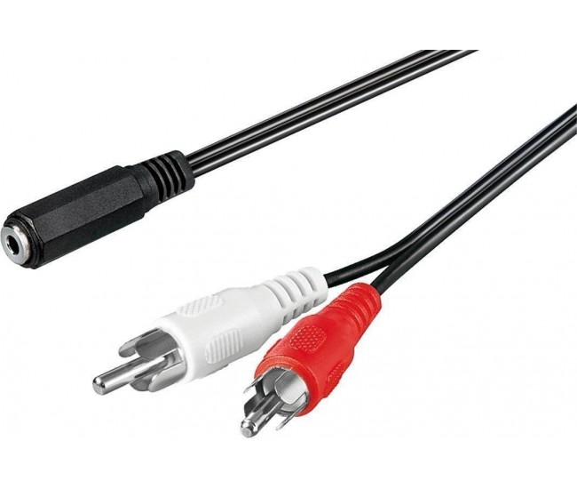 Cablu RCA mufa tata x2 - Jack 3.5 mm 3 pini mama 1.4m Goobay Cablu RCA mufa tata x2 - Jack 3.5 mm 3 pini mama 1.4m Goobay