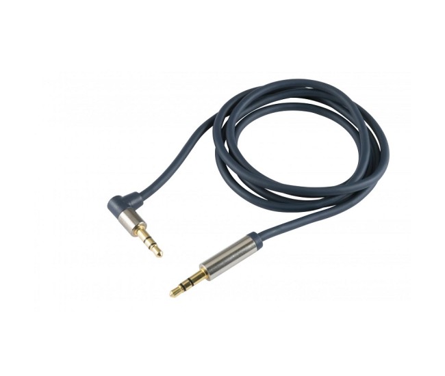 Cablu audio HiFi stereo Jack 3.5 mm - 3.5 mm 90 grade 1m dublu ecranat HOME