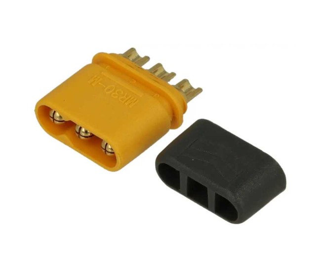 Conector alimentare DC mufa MR30 tata 3pin 15A 500V lipire pe cablu AMASS MR30-M